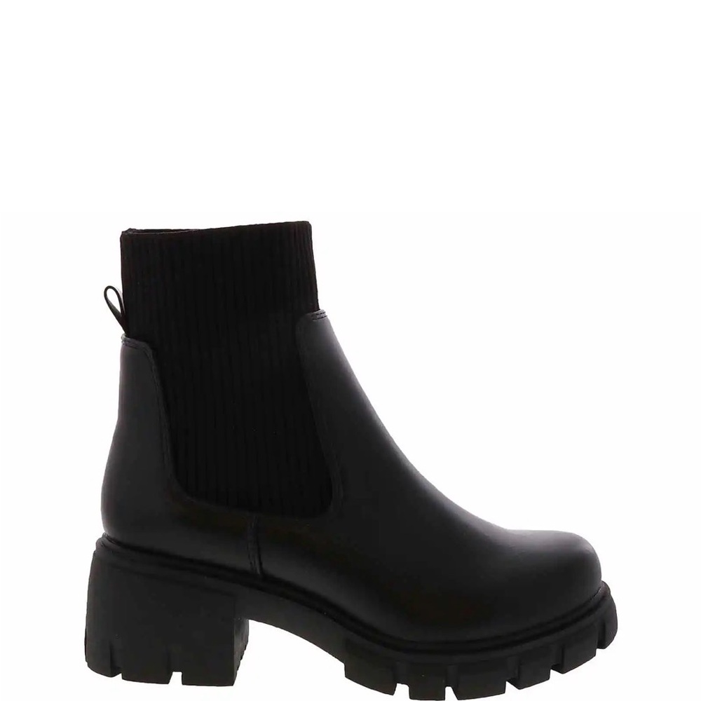Soda Chunky Mid Heel Chelsea Ankle Bootie Elastic Sock Shaft Black size 9